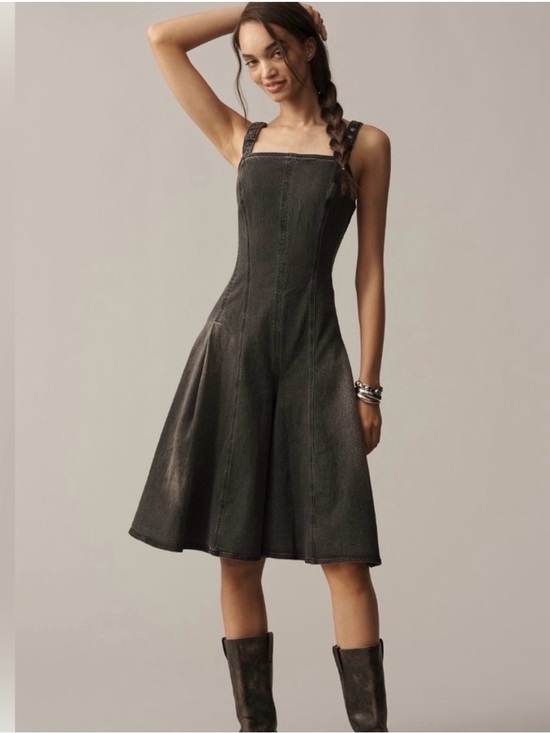 Pilcro Pants - Anthropologie Pilcro Charcoal Sleeveless Denim Midi Jumpsuit